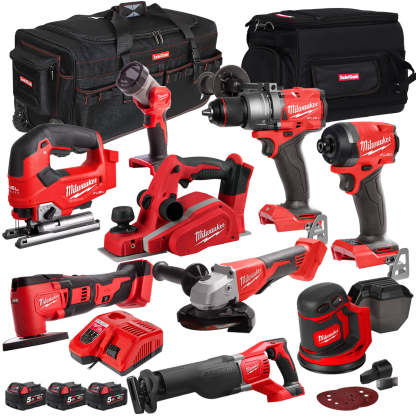MW 18V 9 Piece Power Tool Kit with 3 x 5.0Ah Batteries T4TKITM-89-Kikonat
