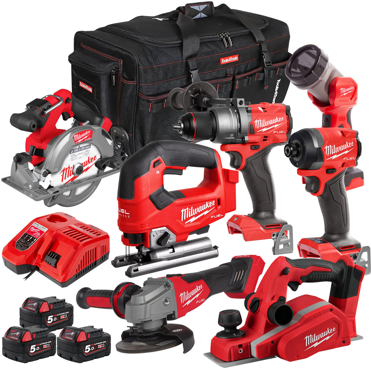 MW 18V 7 Piece Power Tool Kit with 3 x 5.0Ah Batteries T4TKITM-96-Kikonat