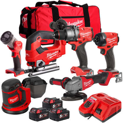 MW 18V 6 Piece Power Tool Kit with 3 x 5.0Ah Batteries T4TKITM-98-Kikonat