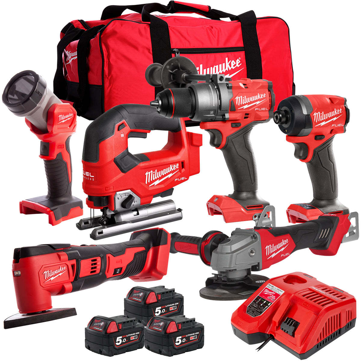 MW 18V 6 Piece Power Tool Kit with 3 x 5.0Ah Batteries T4TKITM-99-Kikonat