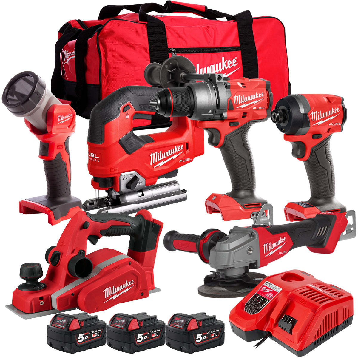 MW 18V 6 Piece Power Tool Kit with 3 x 5.0Ah Batteries T4TKITM-100-Kikonat
