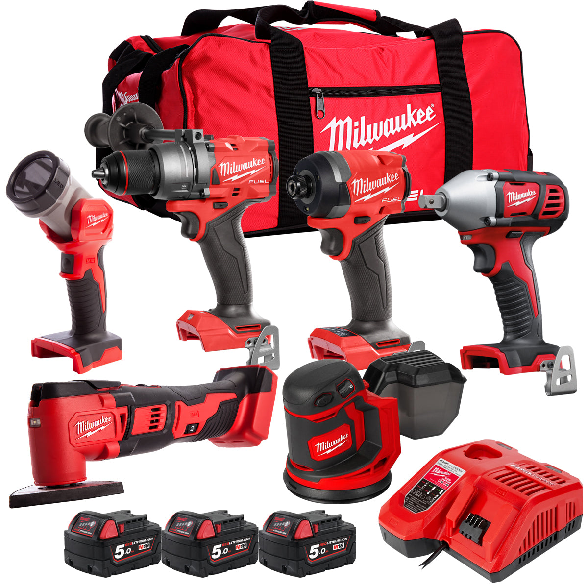 MW 18V 6 Piece Power Tool Kit with 3 x 5.0Ah Batteries T4TKITM-113-Kikonat