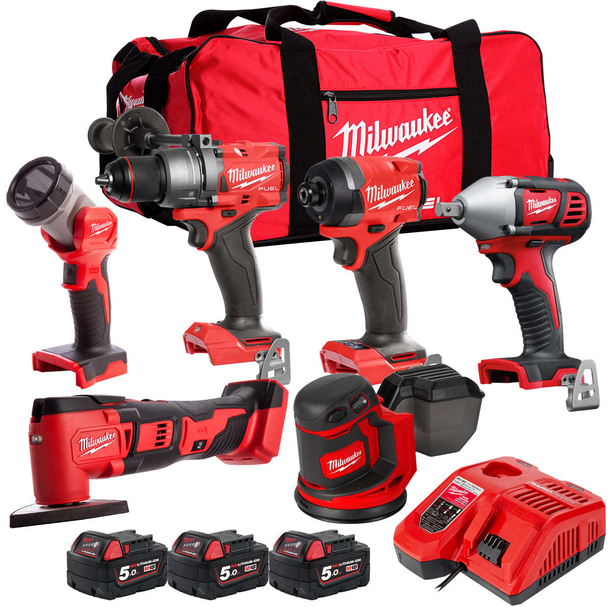 MW 18V 6 Piece Power Tool Kit with 3 x 5.0Ah Batteries T4TKITM-113-Kikonat