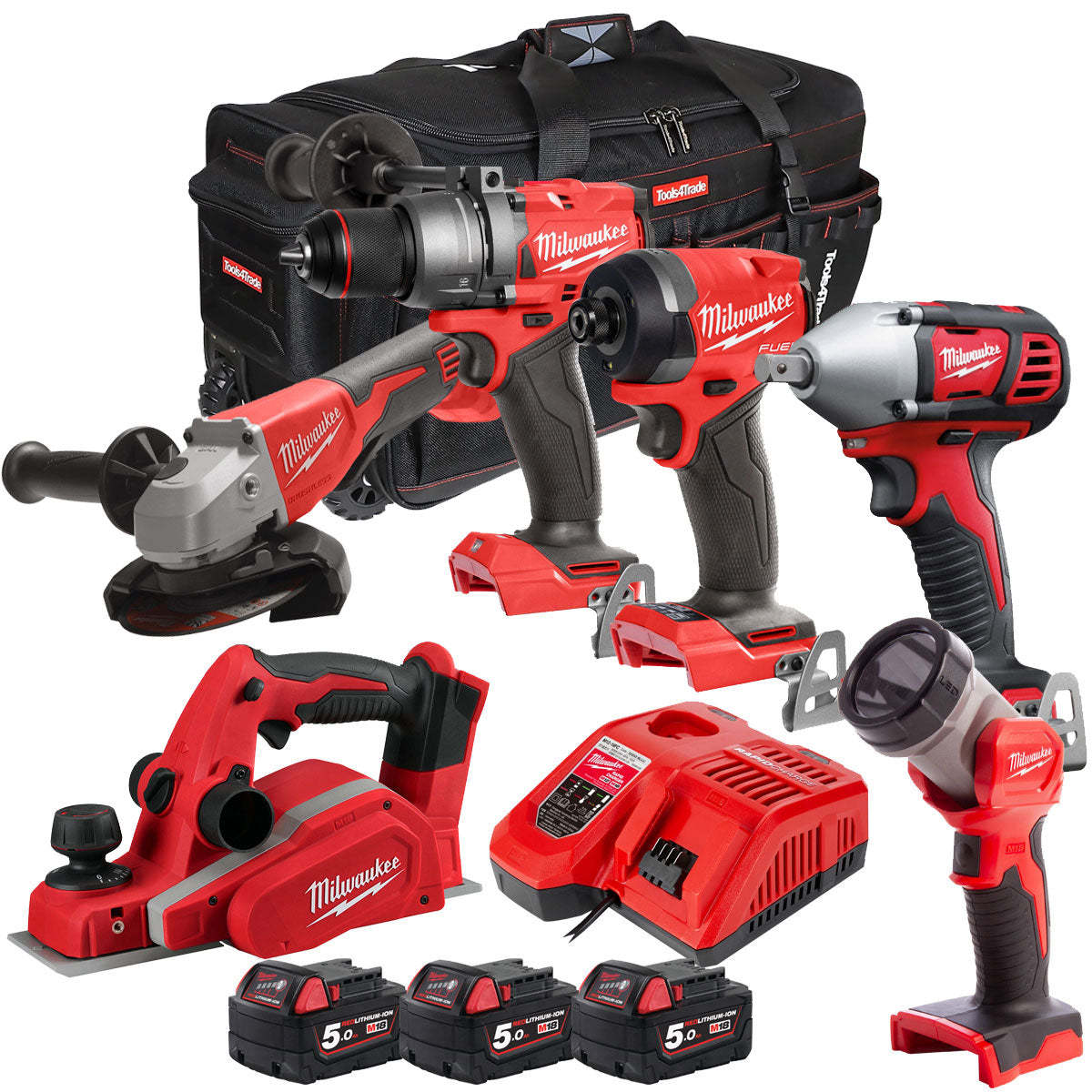 MW 18V 6 Piece Power Tool Kit with 3 x 5.0Ah Batteries T4TKITM-114-Kikonat