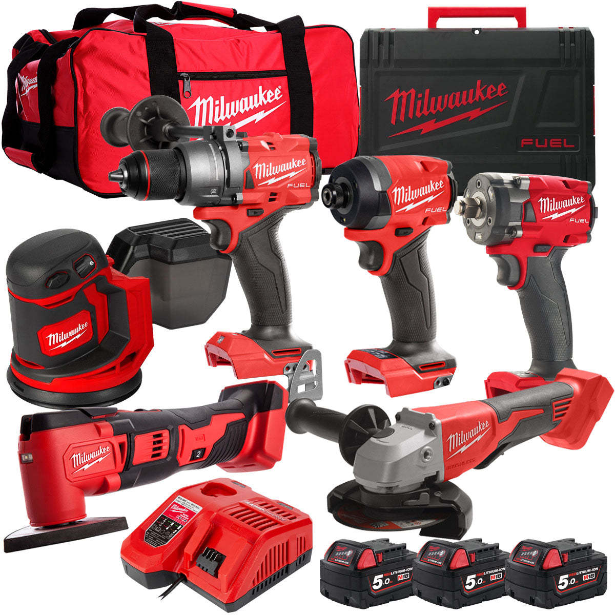 MW 18V 6 Piece Power Tool Kit with 3 x 5.0Ah Batteries T4TKITM-115-Kikonat