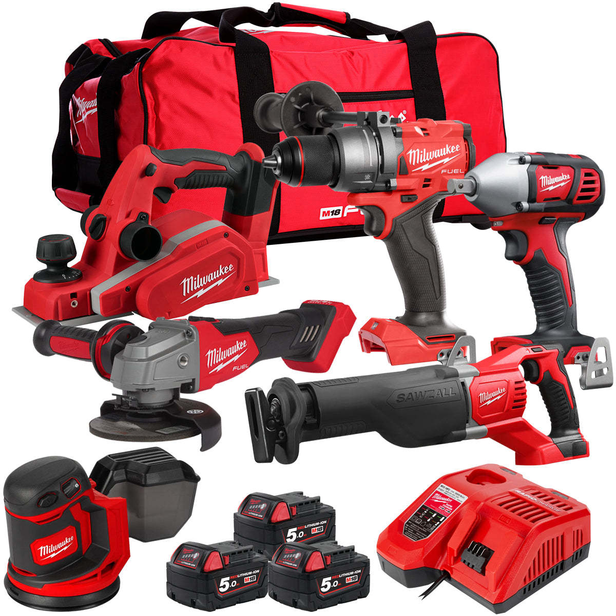 MW 18V 6 Piece Power Tool Kit with 3 x 5.0Ah Batteries T4TKITM-116-Kikonat