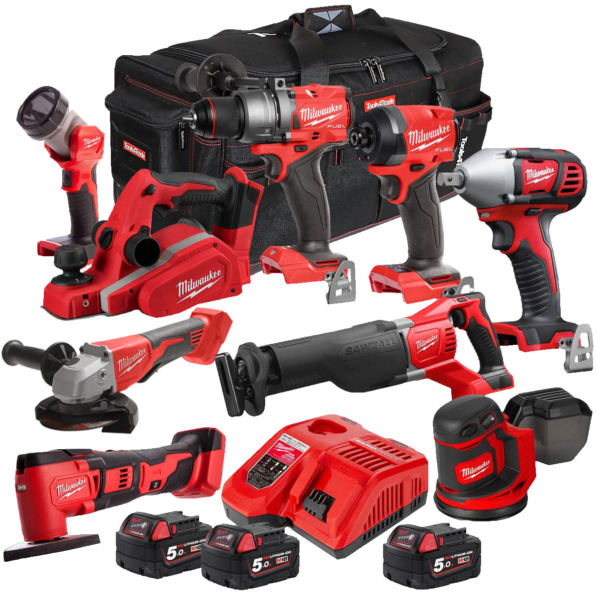 MW 18V 9 Piece Power Tool Kit with 3 x 5.0Ah Batteries T4TKITM-119-Kikonat