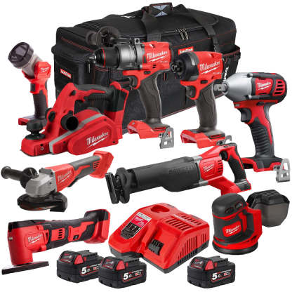 MW 18V 9 Piece Power Tool Kit with 3 x 5.0Ah Batteries T4TKITM-119-Kikonat