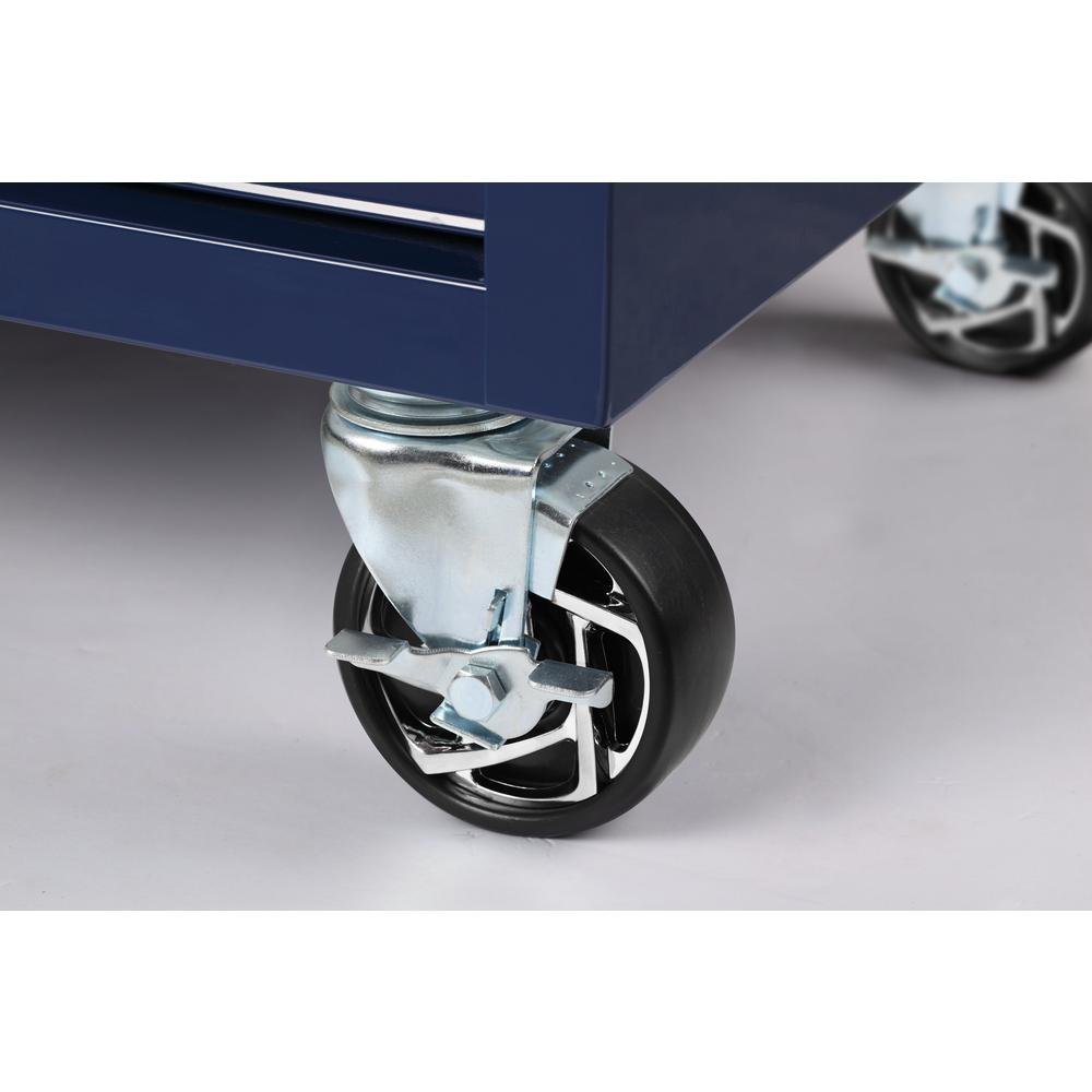 46 in. W x 24.5 in. D 9-Drawer Gloss Blue Deep Tool Chest Mobile Workbench with Hardwood Top-Kikonat