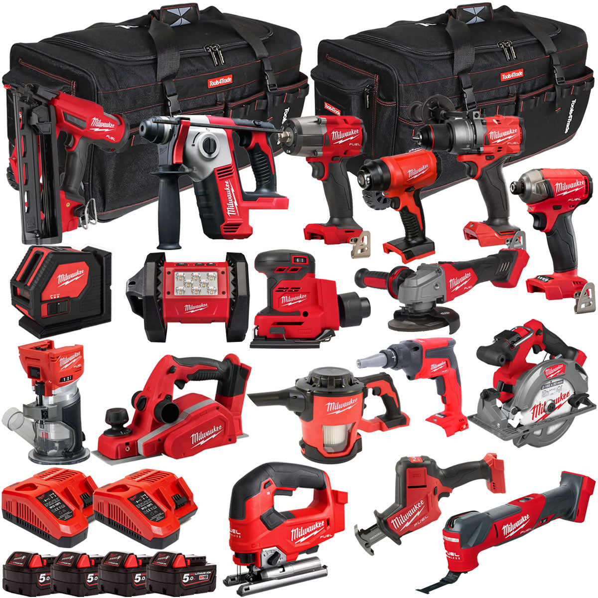 MW 18V 18 Piece Combo Kit with 4 x 5.0Ah Battery & Charger T4TKIT-32217-Kikonat