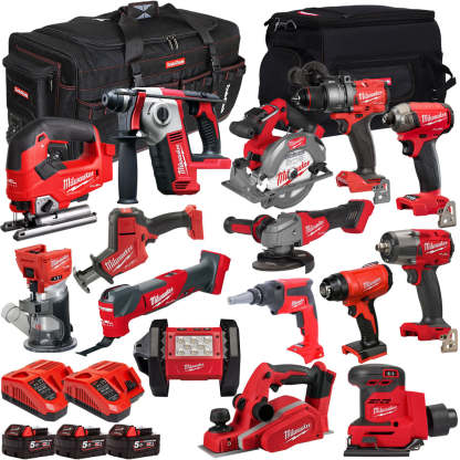 MW 18V 15 Piece Combo Kit with 3 x 5.0Ah Battery & Charger T4TKIT-32218-Kikonat