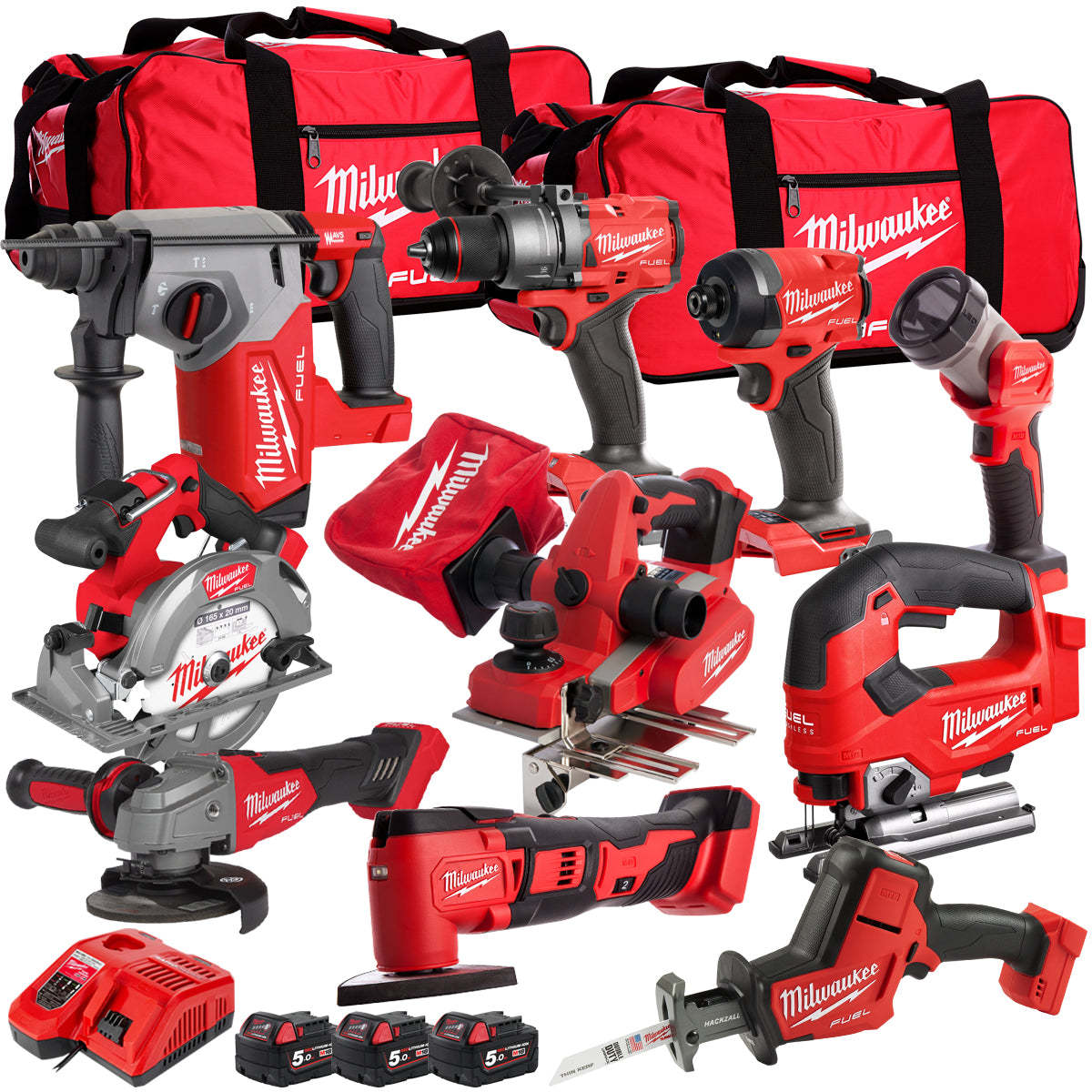 MW 18V 10 Piece Combo Kit with 3 x 5.0Ah Battery & Charger T4TKIT-32230-Kikonat