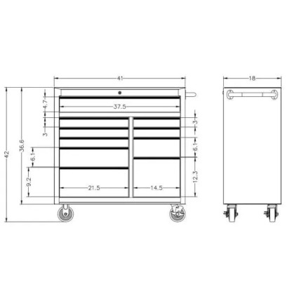 41 IN. 10-DRAWER ROLLER CABINET TOOL CHEST IN BLACK-Kikonat