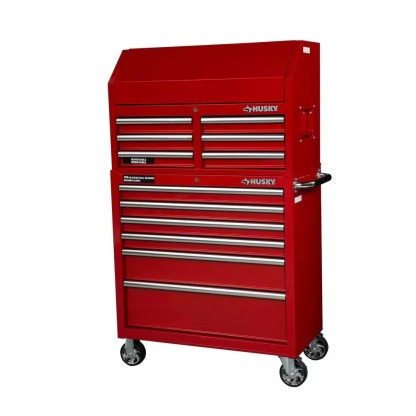 36 IN. W 12-DRAWER COMBINATION TOOL CHEST AND CABINET COMBO IN GLOSS RED-Kikonat