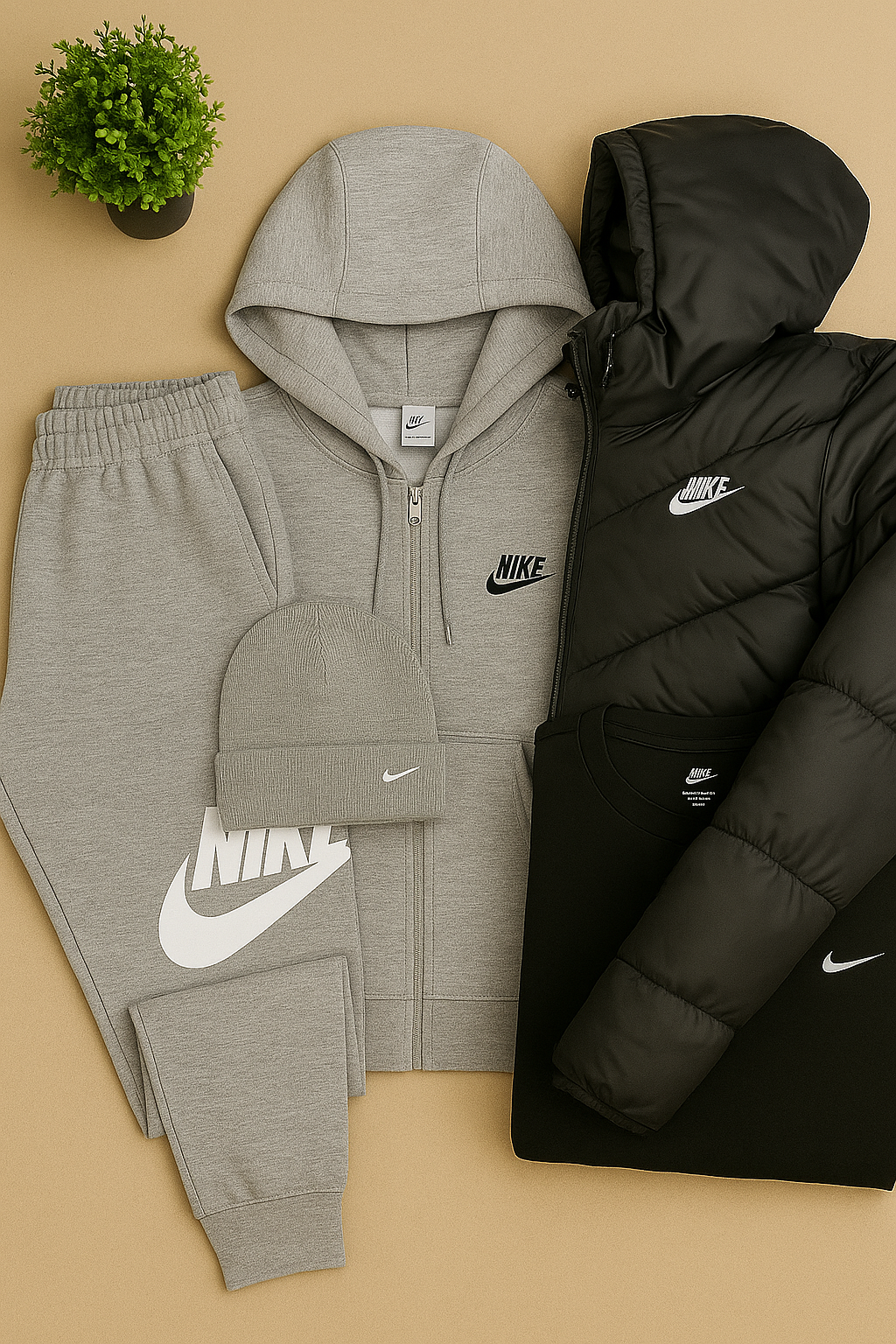 NK Winter Set - Puffer Jacket, Hoodie, Pants &amp; Beanie-Kikonat