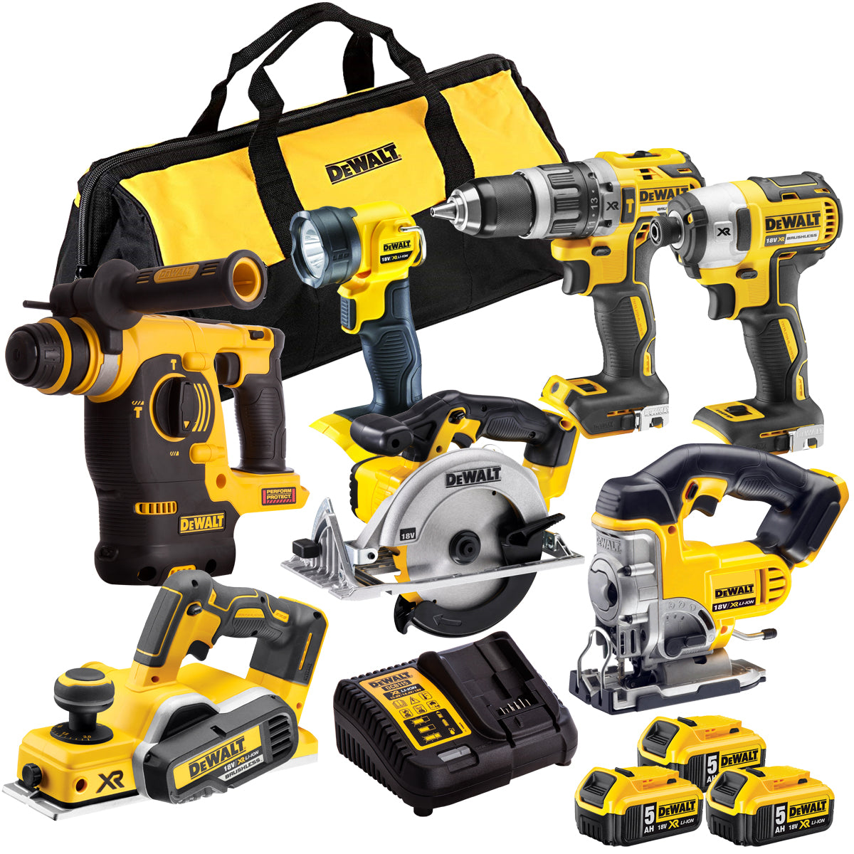 18V 7 Piece Power Tool Kit with 3 x 5.0Ah Batteries T4TKIT-856-Kikonat