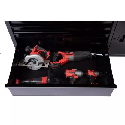 56 IN. W 5-DRAWER 1-DOOR, DEEP TOOL CHEST MOBILE WORKBENCH IN GLOSS GRAY WITH HARDWOOD TOP-Kikonat