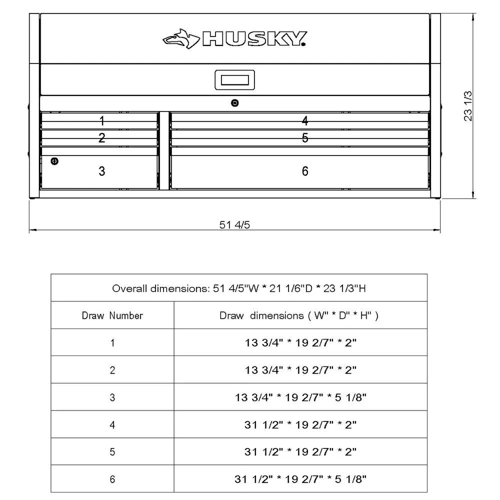 HEAVY-DUTY 52 IN. W 6-DRAWER, DEEP TOOL CHEST IN MATTE BLACK-Kikonat