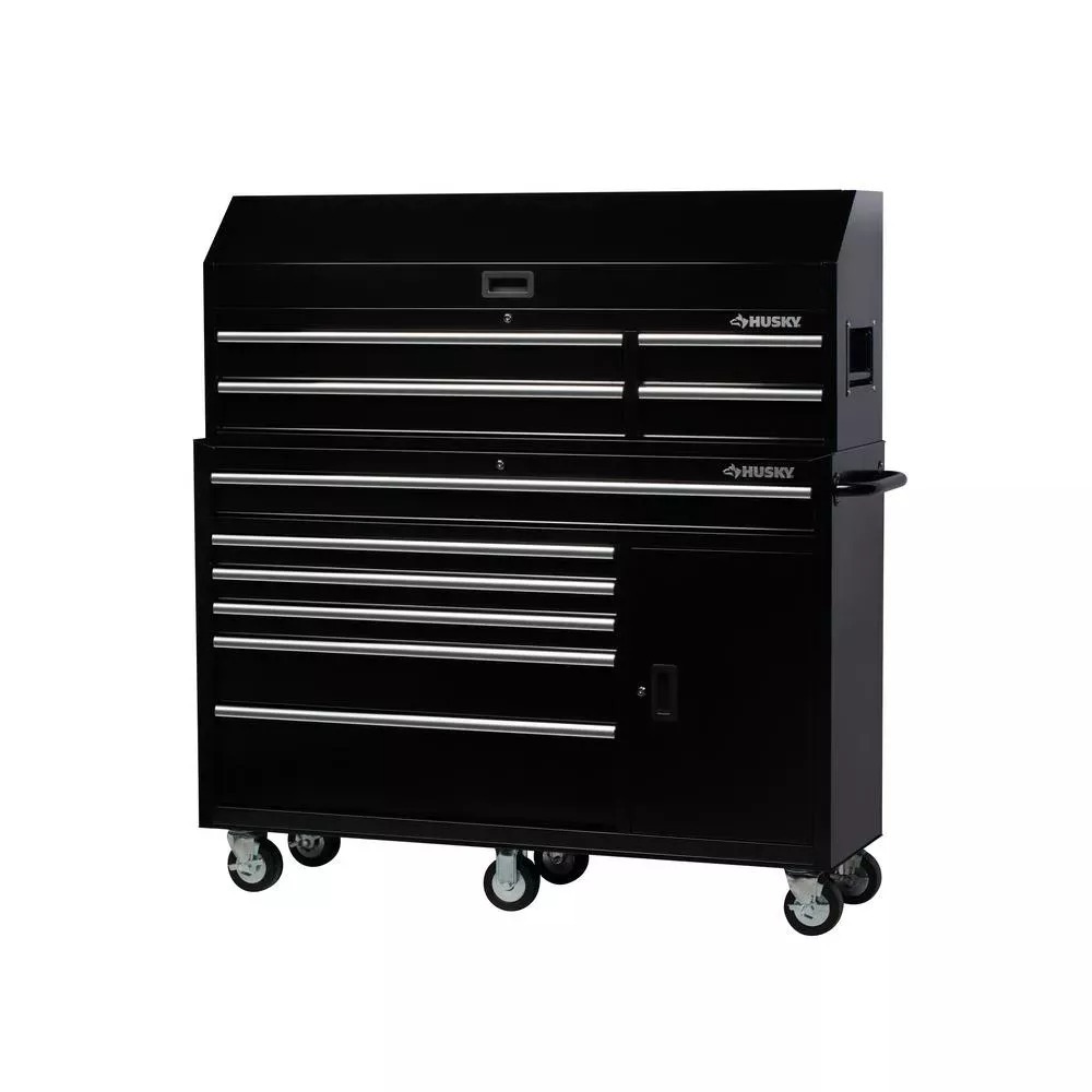 61 IN. W X 15.8 IN. D 4-DRAWER TOOL CHEST WITH POWER STRIP IN BLACK-Kikonat