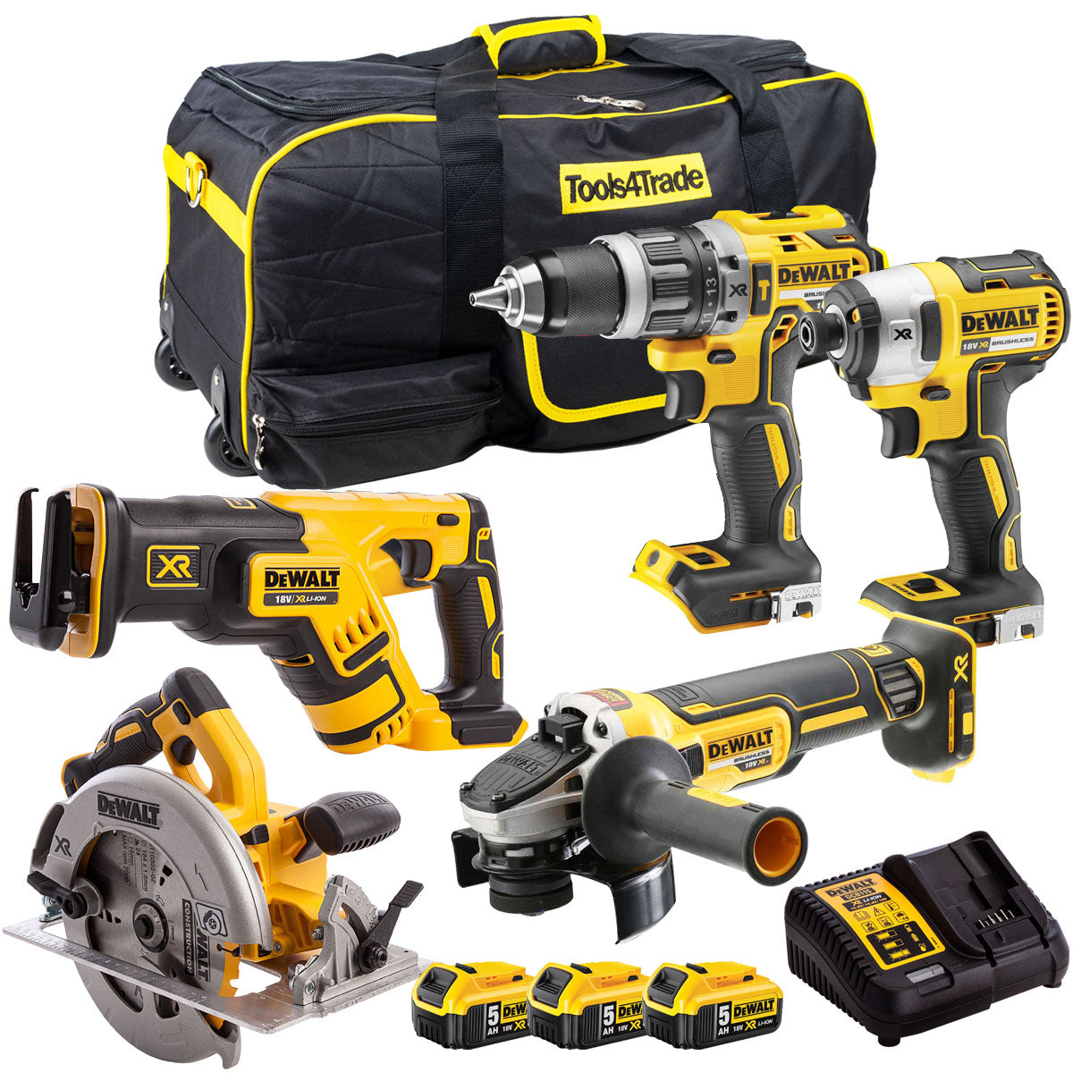 DCK623P3B 18V Brushless 6 Piece Kit 3 x 5.0Ah Batteries & Changer in Bag-Kikonat