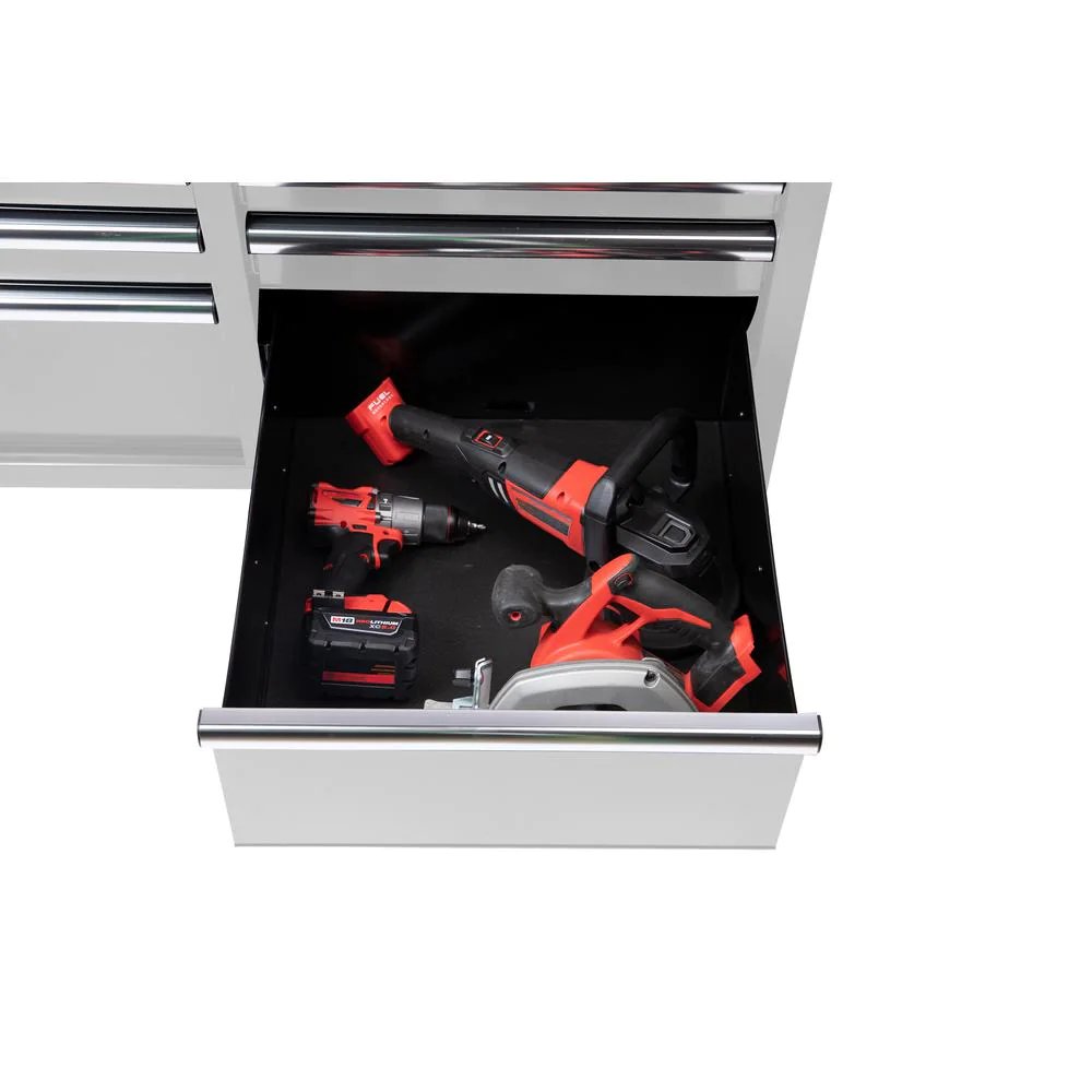 46 in. W x 24.5 in. D 9-Drawer Gloss White Deep Tool Chest Mobile Workbench with Hardwood Top-Kikonat