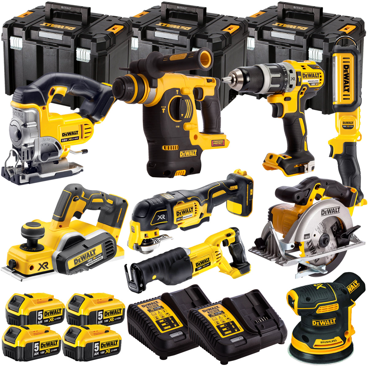 18V 9 Piece Power Tool Kit with 4 x 5.0Ah Batteries T4TKIT-501-Kikonat