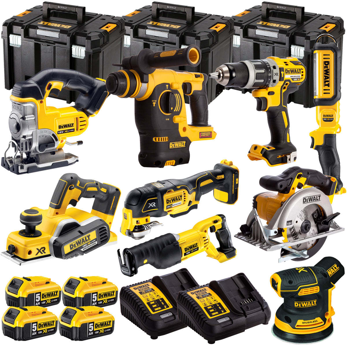 18V 9 Piece Power Tool Kit with 4 x 5.0Ah Batteries T4TKIT-501-Kikonat