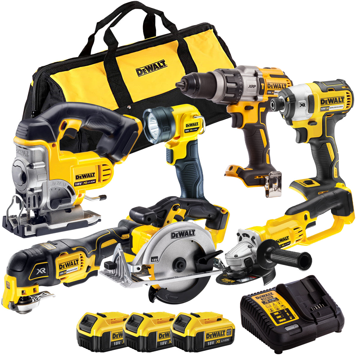 18V 7 Piece Power Tool Kit with 3 x 4.0Ah Batteries T4TKIT-858-Kikonat
