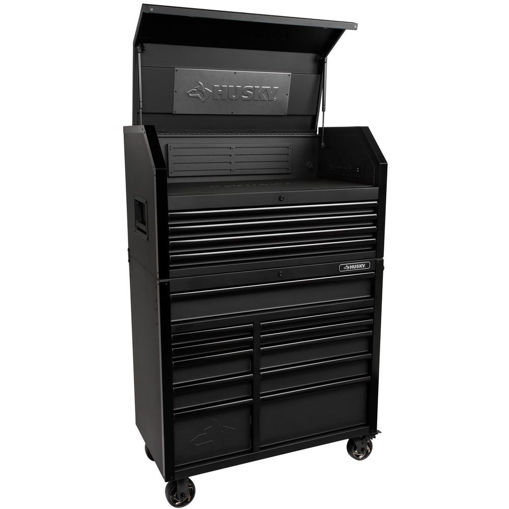 Industrial 41 in. W x 21.5 in. D 15-Drawer Tool Chest and Cabinet Combo in Matte Black-Kikonat