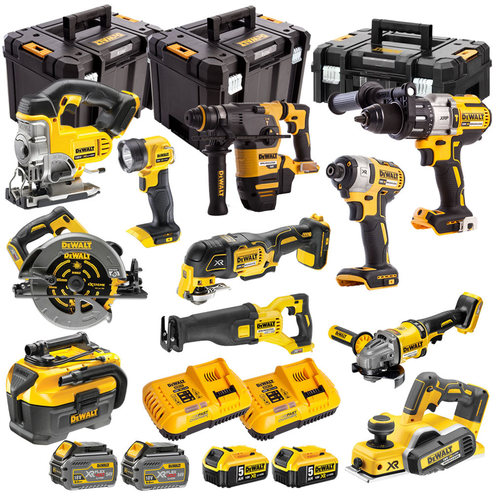 DEWKIT11A 18V/54V 11Pc Platinum Kit Batteries Charger & Case-Kikonat