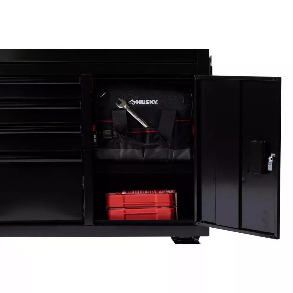 56 IN. W 5-DRAWER 1-DOOR, DEEP TOOL CHEST MOBILE WORKBENCH IN GLOSS GRAY WITH HARDWOOD TOP-Kikonat