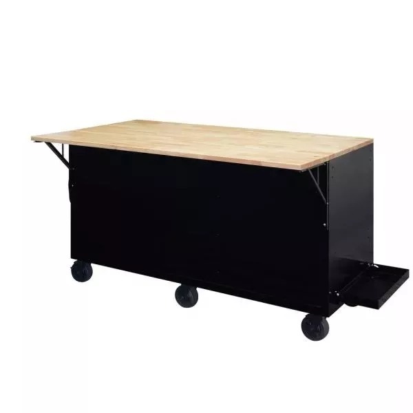 62 IN. 12-DRAWER MOBILE WORKBENCH WITH FULL LENGTH EXT TABLE IN ALL BLACKED OUT-Kikonat