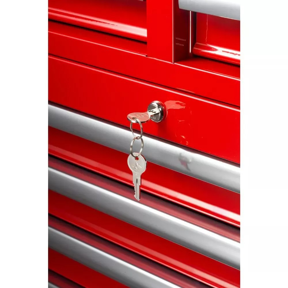 36 IN. W 12-DRAWER COMBINATION TOOL CHEST AND CABINET COMBO IN GLOSS RED-Kikonat