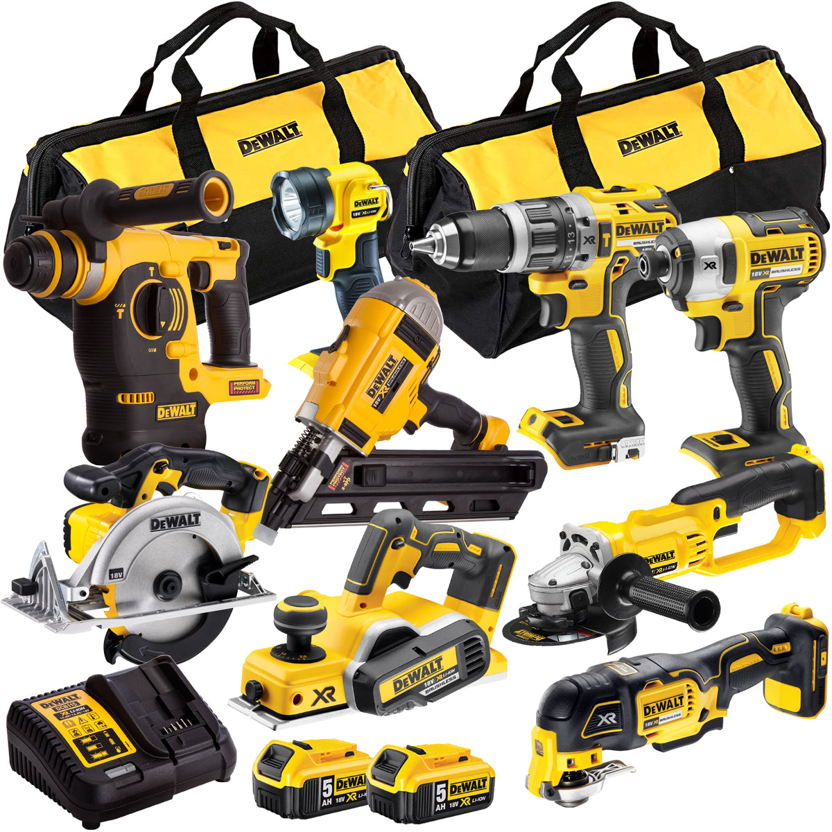 18V 9 Piece Power Tool Kit with 2 x 5.0Ah Batteries T4TKIT-880-Kikonat