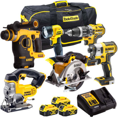 DCK6991T4T 18V 6 Piece Combo Kit with 3 x 5.0Ah Batteries Charger & Bag-Kikonat