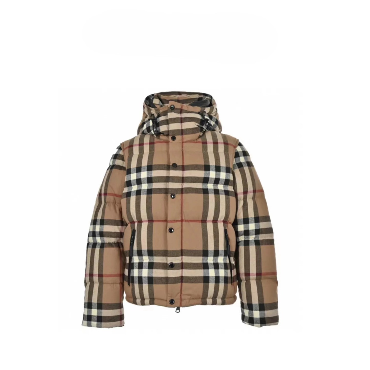 Double-sided checkered pattern puffer jacket-Kikonat