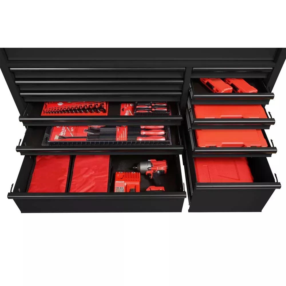 HEAVY-DUTY 56 IN. W 18-DRAWER COMBINATION TOOL CHEST AND CABINET SET, MATTE BLACK-Kikonat