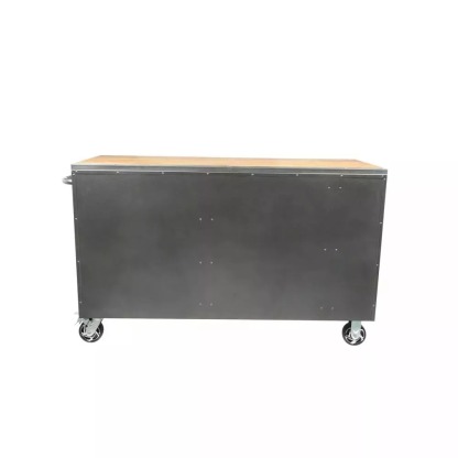 61 IN. W 10-DRAWER, DEEP TOOL CHEST MOBILE WORKBENCH IN METALLIC SILVER WITH SLIDING VERTICAL BIN STORAGE DRAWER-Kikonat