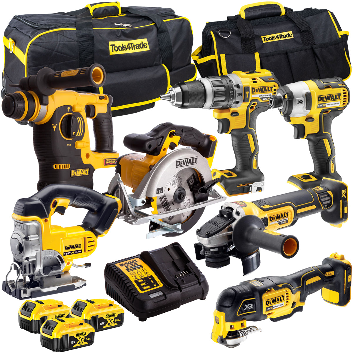 DCK755PTXA XR Li-Ion 18V 7 Piece Power Tool Kit 3 x 5.0Ah Batteries & Bag-Kikonat