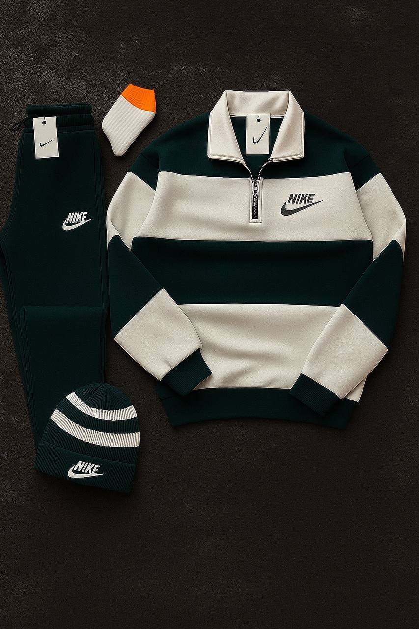 Complete Nk™ Outfit - Zip-up Sweatshirt + Pants + White Sneakers + Socks-Kikonat