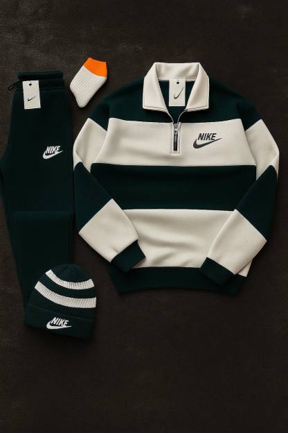 Complete Nk™ Outfit - Zip-up Sweatshirt + Pants + White Sneakers + Socks-Kikonat