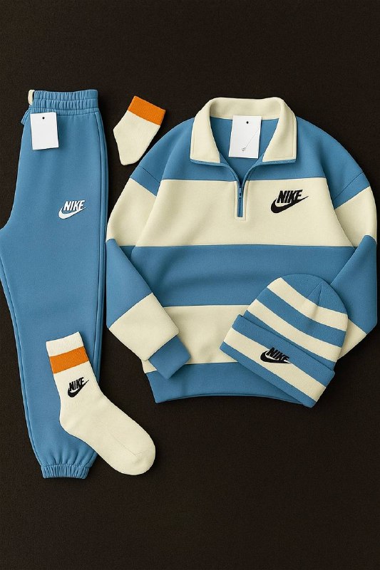 Complete Nk™ Outfit - Zip-up Sweatshirt + Pants + White Sneakers + Socks-Kikonat