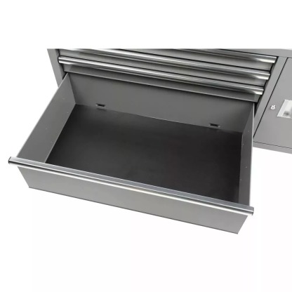 56 IN. W 5-DRAWER 1-DOOR, DEEP TOOL CHEST MOBILE WORKBENCH IN GLOSS GRAY WITH HARDWOOD TOP-Kikonat