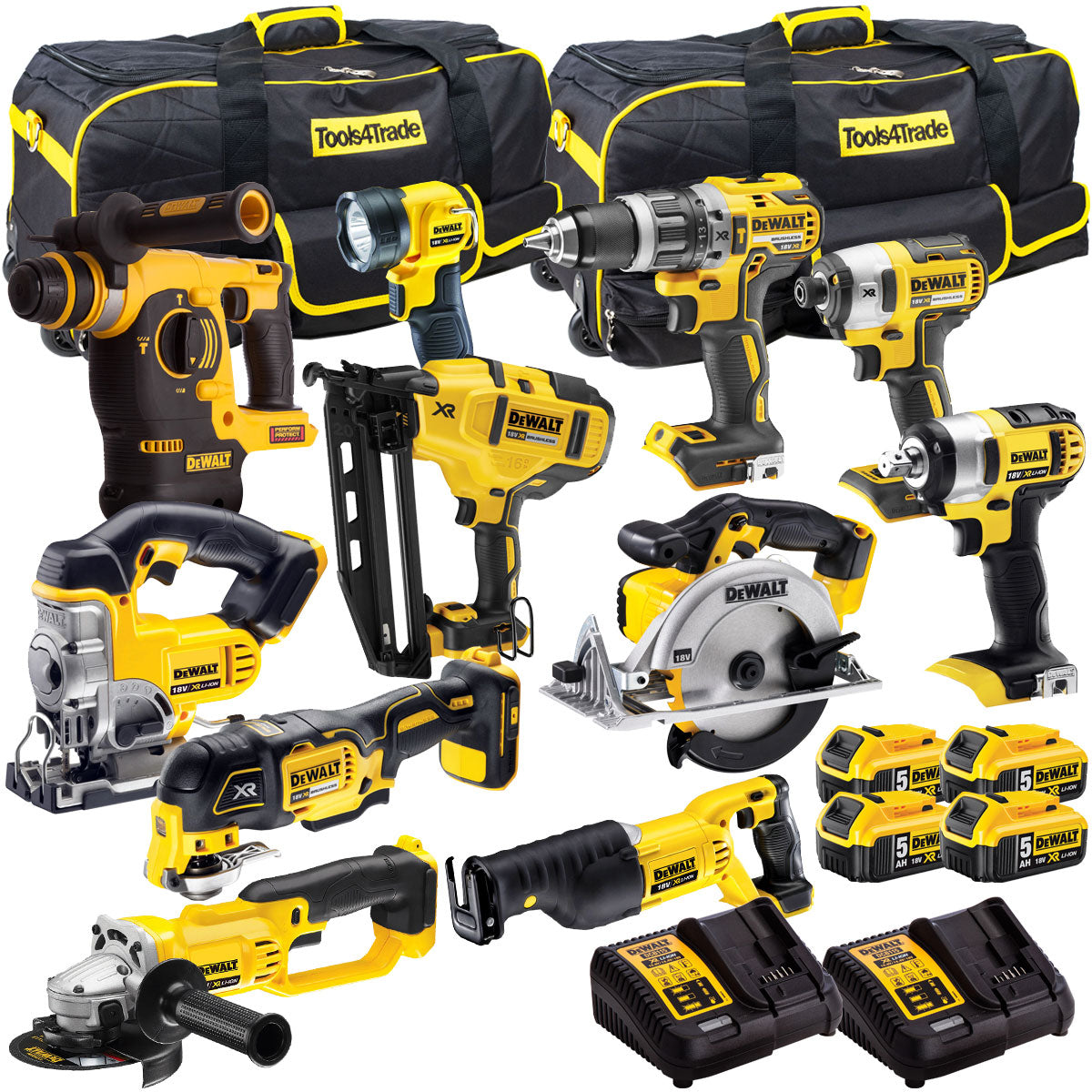 18V 11 Piece Power Tool Kit with 4 x 5.0Ah Batteries T4TKIT-851-Kikonat