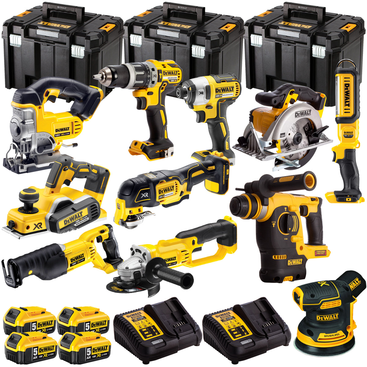 18V 11 Piece Power Tool Kit with 4 x 5.0Ah Batteries T4TKIT-485-Kikonat