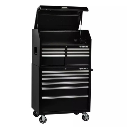 36 IN. W 12-DRAWER, DEEP COMBINATION TOOL CHEST AND CABINET SET IN GLOSS BLACK-Kikonat