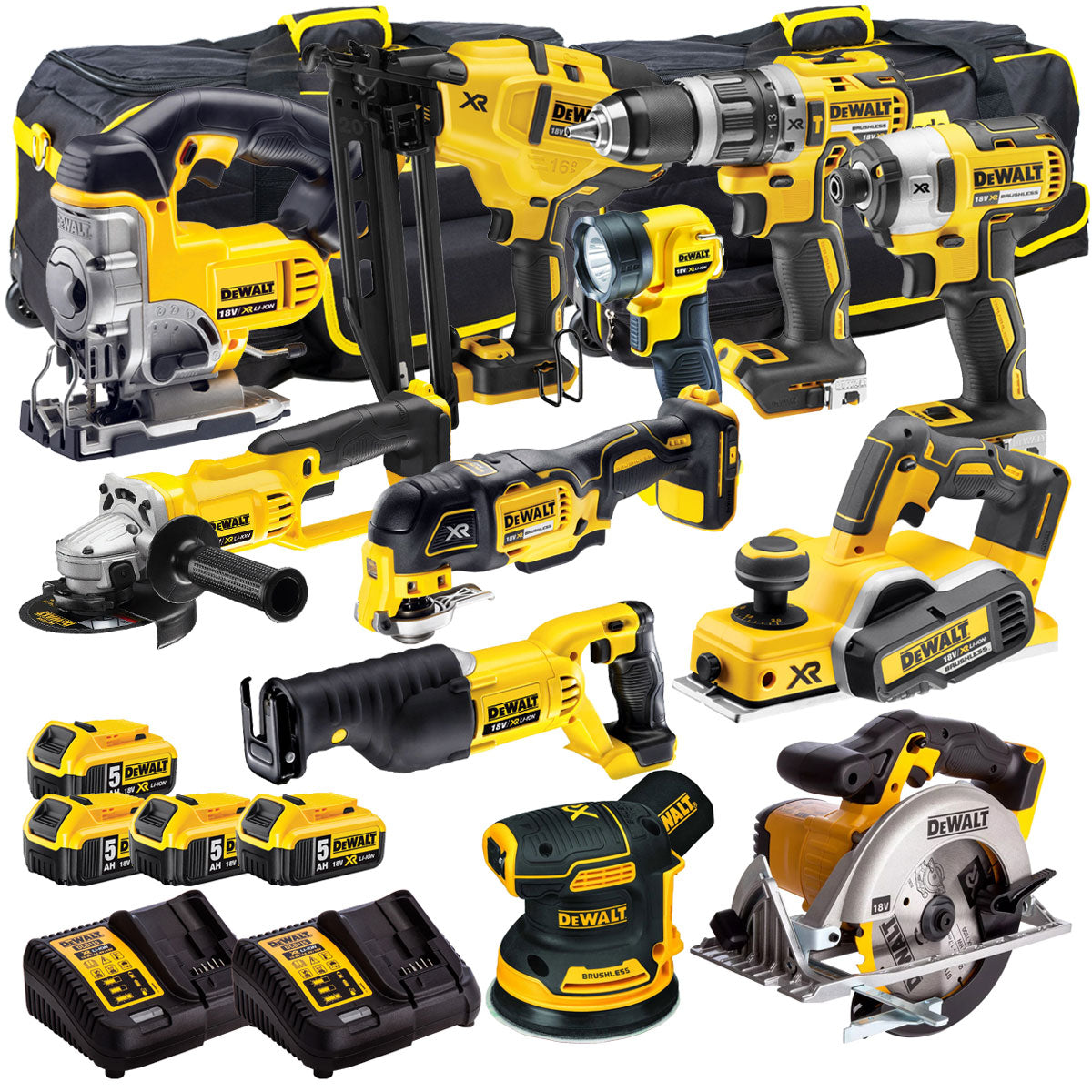 18V 11 Piece Power Tool Kit with 4 x 5.0Ah Batteries T4TKIT-918-Kikonat