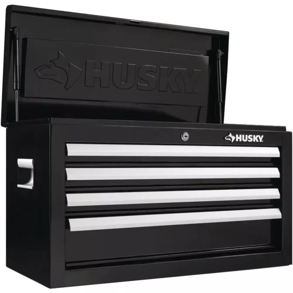 26 IN. W 4-DRAWER TOOL CHEST IN GLOSS BLACK-Kikonat