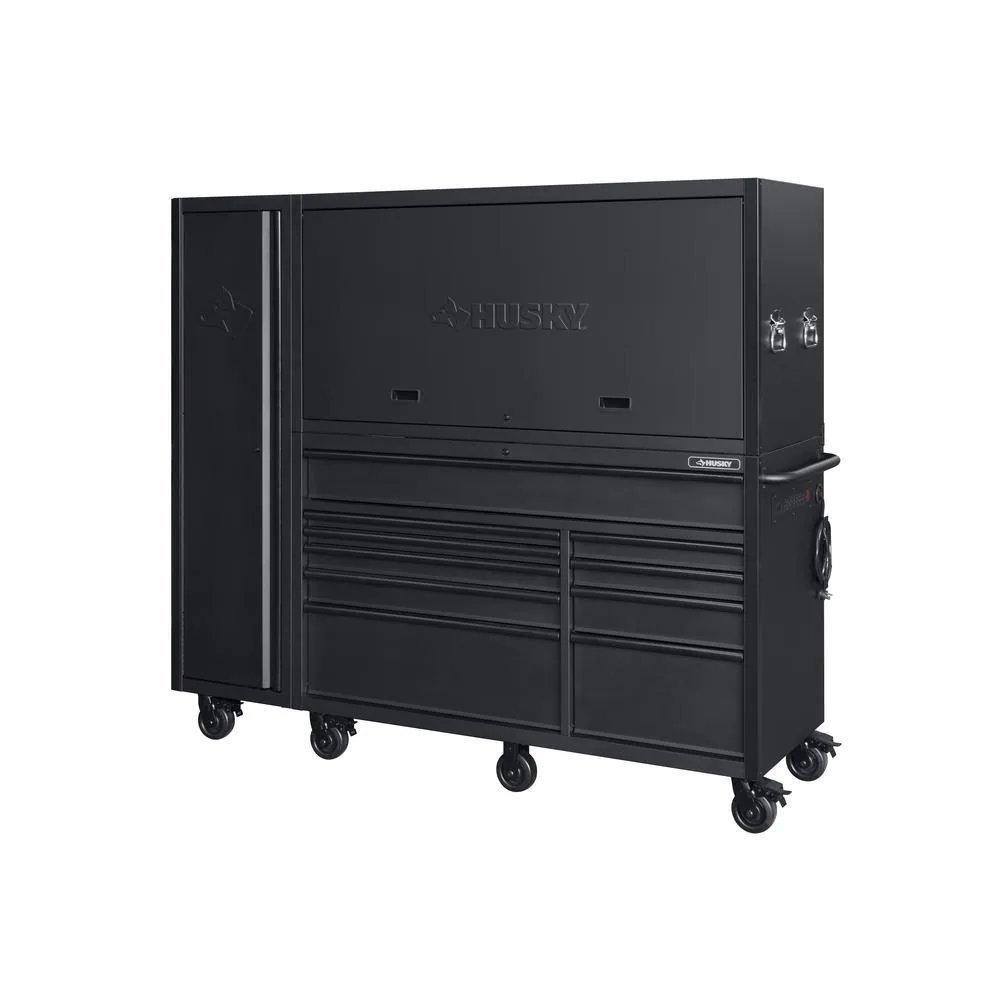 80 in. W 10-Drawer, Deep Combination Tool Chest and Rolling Cabinet Set in Matte Black (3-Piece)-Kikonat