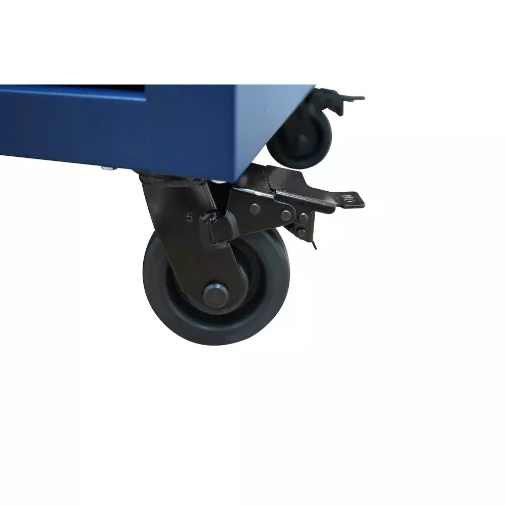 HEAVY-DUTY 52 IN. 9-DRAWER MOBILE WORKBENCH WITH ADJUSTABLE-HEIGHT SOLID WOOD TOP IN MATTE BLUE-Kikonat